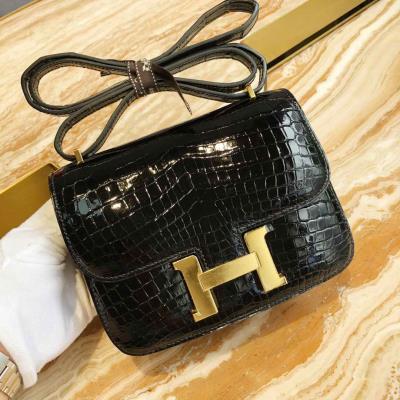 wholesale quality hermes constance 19 shinny niloticus crocodile 89 noir ghw